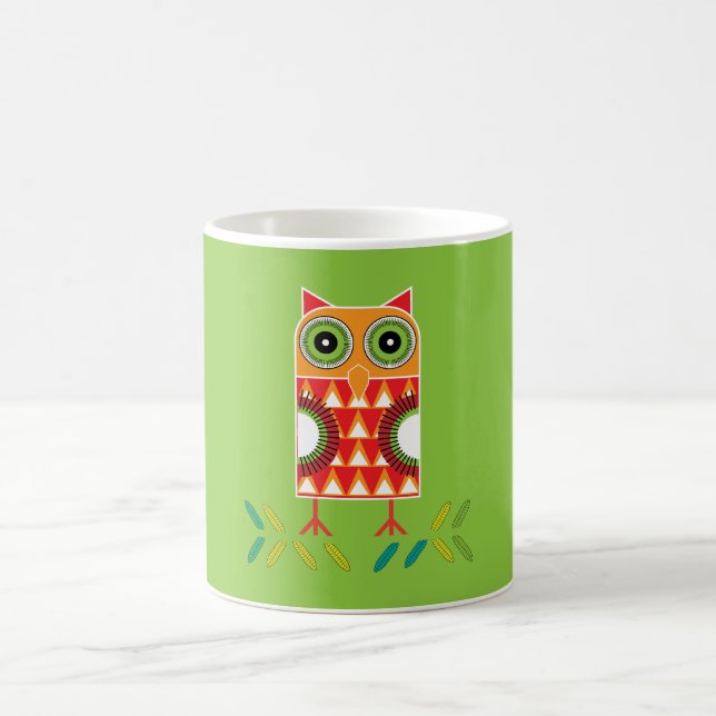 Nordic Owl Art - Liebe Folklore Kunst Kaffeetasse (Mittel)