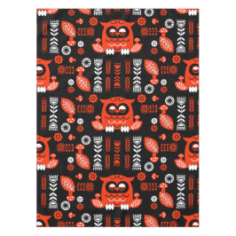 Nordic Owl - Orange und Black Folk Art Tischdecke