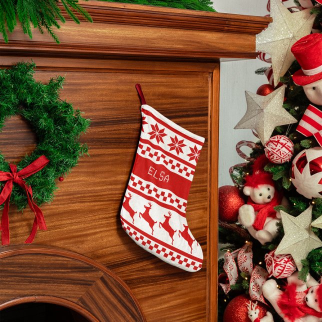 Nordic Print Rentier Personalisiert Kleiner Weihnachtsstrumpf (Von Creator hochgeladen)
