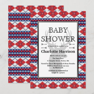 Nordic Raute Sweater Pattern Winter Baby Dusche Einladung