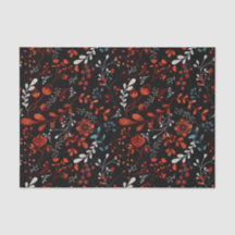 Nordic Red White Blue Floral Watercolor