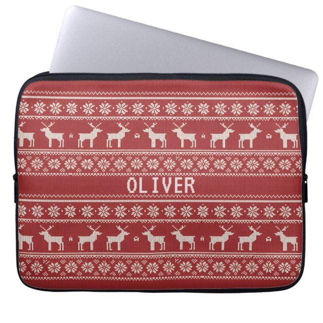 Nordic Reindeer Christmas Personalized  Laptopschutzhülle (Vorderseite)