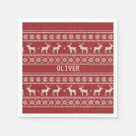 Nordic Reindeer Christmas Personalized Serviette