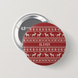 Nordic Reindeer Knit Pattern Personalized Button