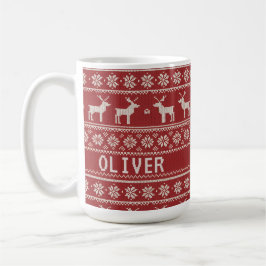 Nordic Reindeer Knit Pattern Personalized Kaffeetasse
