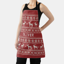Nordic Reindeer Knit Pattern Personalized Schürze