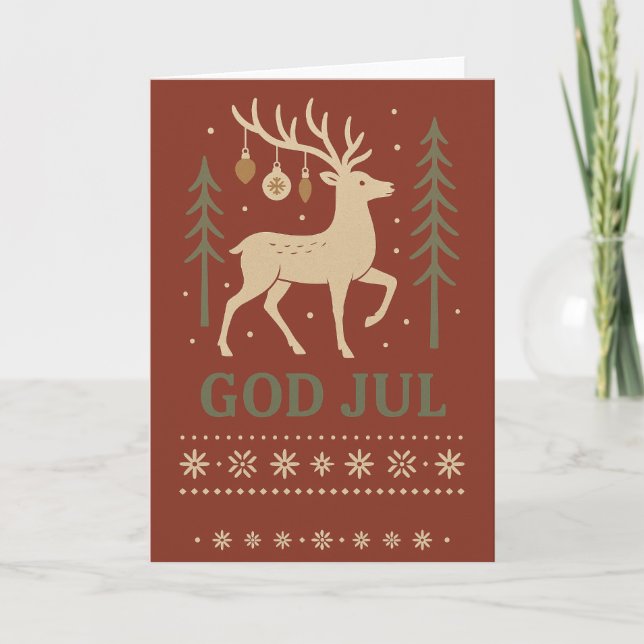 Nordic Rentier Weihnachtskarte Karte (Vorderseite)