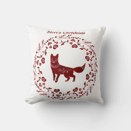 Nordic/Scandi Christmas Fox. Bearbeitbarer Text. Kissen