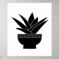 Nordic Schwarz-weiß Minimalistisch Agave Cactus Pf
