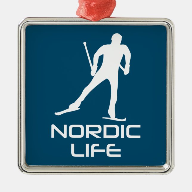 Nordic Ski Life Ornament Aus Metall (Vorne)