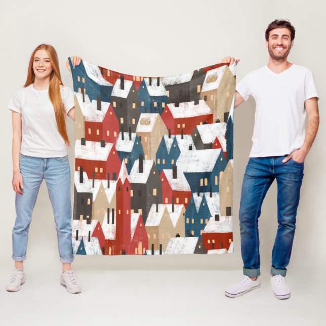 Nordic Snow Winter Tower Muster Fleecedecke (Beispiel)