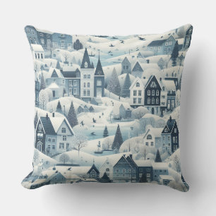 Nordic Snow Winter Town Soft Pattern Kissen Kissen