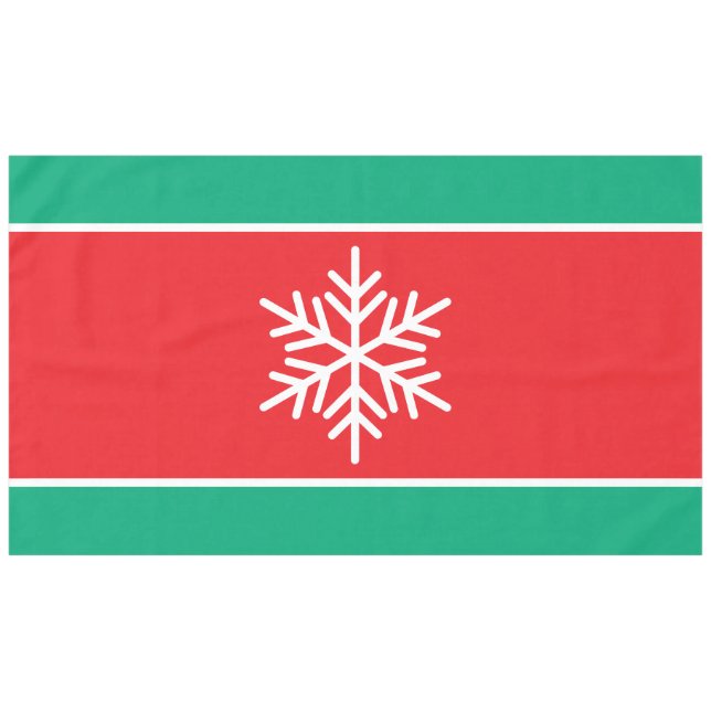 Nordic Snowflake Bright Red Green Streifen Tischdecke (Vorderseite (Horizontal))