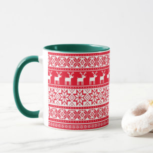Nordic Snowflake Rentier Ugly Christmas Sweater Tasse