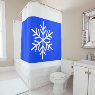 Nordic Snowflake Wide Royal Blue White Stripes Duschvorhang
