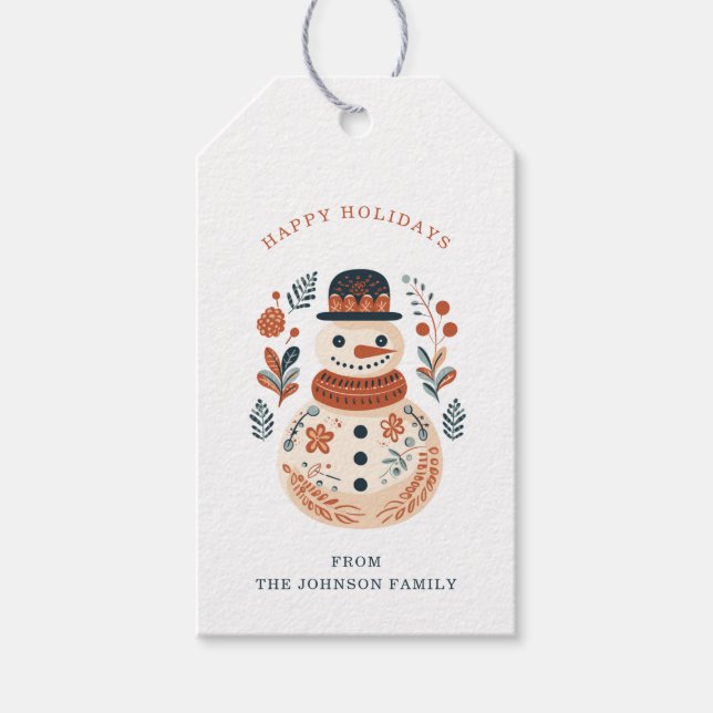 Nordic Snowman Gift Tags Geschenkanhänger (Vorderseite)