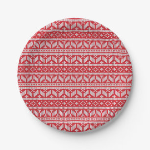 Nordic Strick Holiday Sweater Print Paper Plate Pappteller