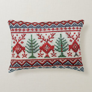 Nordic Style bestickt mit einem Weihnachtskopfkiss Dekokissen