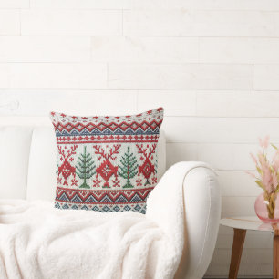 Nordic Style bestickt mit einem Weihnachtskopfkiss Kissen