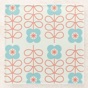 Nordic Style Geometric Floral Vintag. Glasuntersetzer