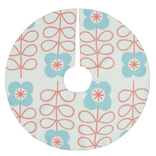 Nordic Style Geometric Floral Vintag. Polyester Weihnachtsbaumdecke