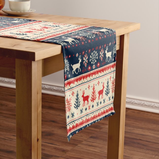 Nordic Style Reindeer Christmas Tree Pattern Kurzer Tischläufer (Beispiel)