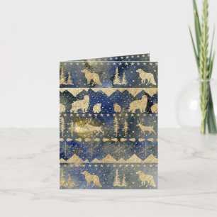 Nordic Sweater Gold Winter Animals Abend Dusk Feiertagskarte