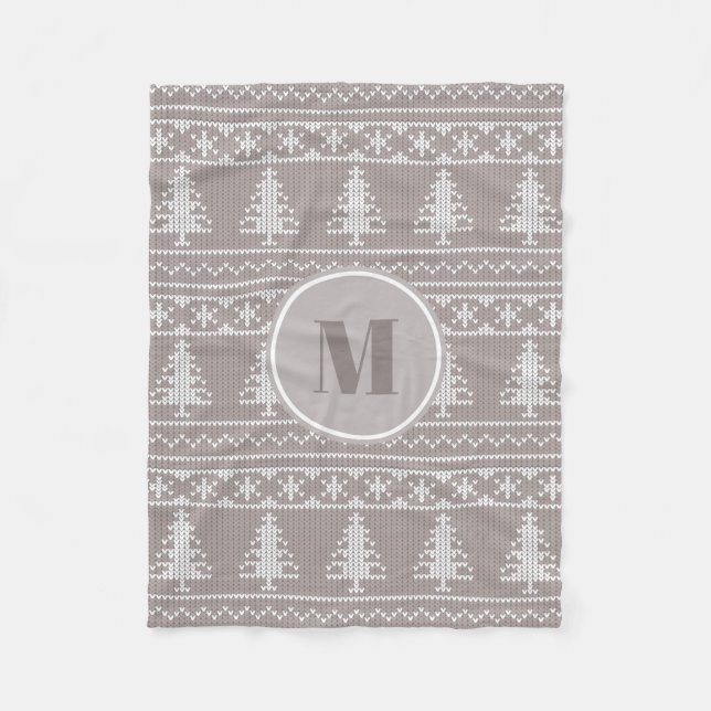 Nordic Sweater Pattern | Monogramm Weihnachten Fleecedecke (Vorderseite)