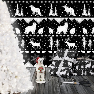 Nordic Sweater White Winter Animals Black Geschenkpapier