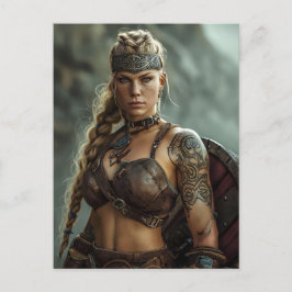 Nordic Viking Shieldmaiden Power Postkarte