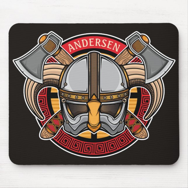 Nordic Viking Warrior ADD NAME Norse Ax Norsemen Mousepad (Vorne)