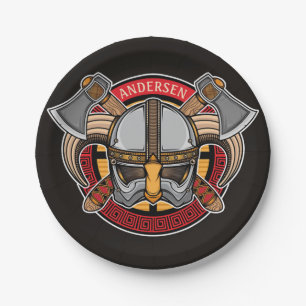 Nordic Viking Warrior ADD NAME Norse Ax Norsemen Pappteller