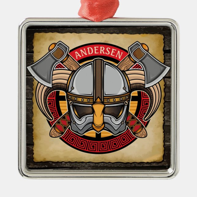 Nordic Viking Warrior Ax Norsemen Personalisiert Ornament Aus Metall (Vorne)