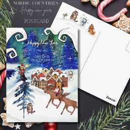  Nordic Village Boreal Lights Hand Painted Postkarte