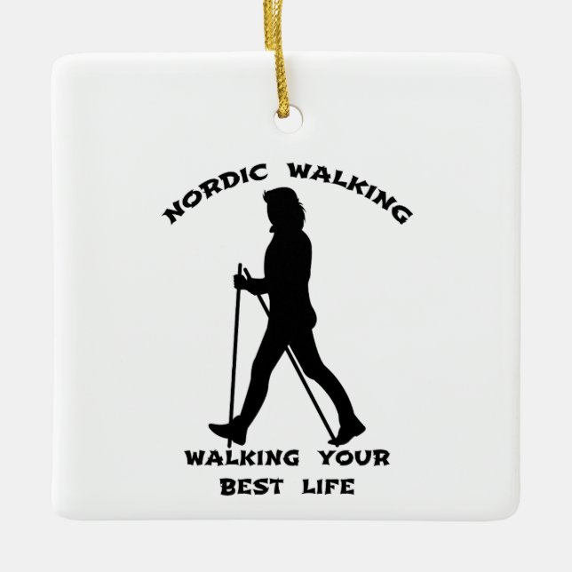 Nordic Walking - Das beste Leben Keramikornament (Vorderseite)