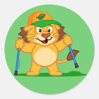 Nordic Walking Lion Runder Aufkleber