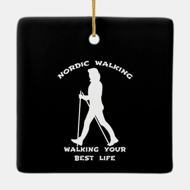 Nordic Walking - Schwarze Seite und Weiße Seite Keramikornament (Rückseite)