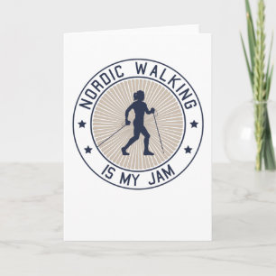 Nordic Walking Walker Frau mit Sticks Geschenk Karte