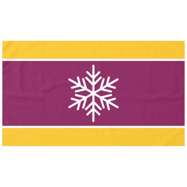 Nordic White Snowflake Burgundgelbe Streifen Tischdecke (Vorderseite (Horizontal))