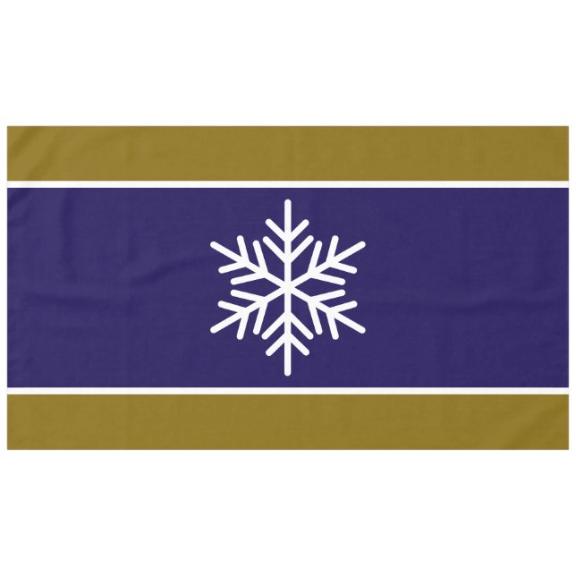 Nordic White Snowflake Navy Blue Brown Streifen Tischdecke (Vorderseite (Horizontal))