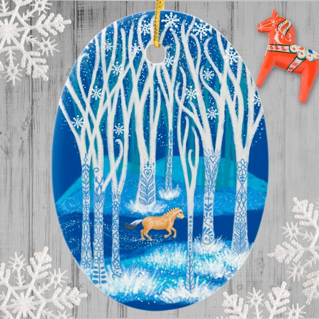 Nordic Winter Fjord Horse Keramik Ornament (Von Creator hochgeladen)