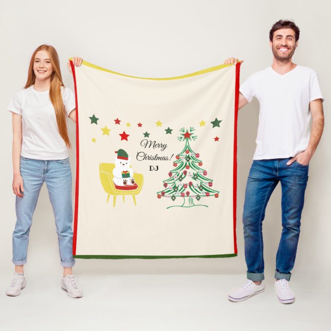 Nordic Winter Red White Niedlich Bear Frohe Weihna Fleecedecke (Beispiel)