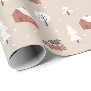 Nordic Winter Weihnachtsdorf Geschenkpapier