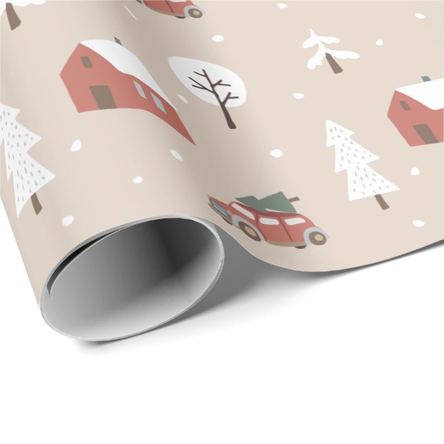 Nordic Winter Weihnachtsdorf Geschenkpapier (Rolleneckpunkt)
