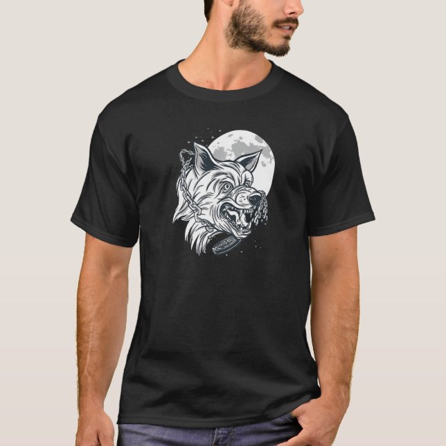Nordic Wolf Head Moon Dog  and Wolf friend T-Shirt (Vorderseite)