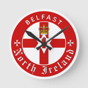 Nordirische Uhr, Belfast, irische Ulster-Flagge Runde Wanduhr