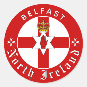 Nordirland-Aufkleber, Belfast, Irische Ulster-Flag Runder Aufkleber