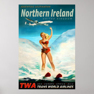 Nordirland TWA Trans World Airlines Poster