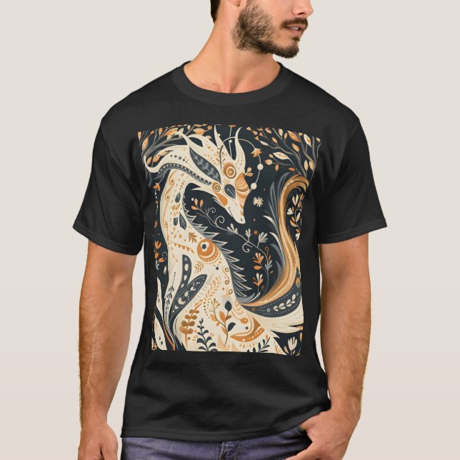 Nordische Blume Fox T-Shirt (Vorderseite)