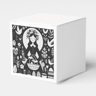 Nordische Dame mit Ostereier-Jagdkorb Geschenkschachtel